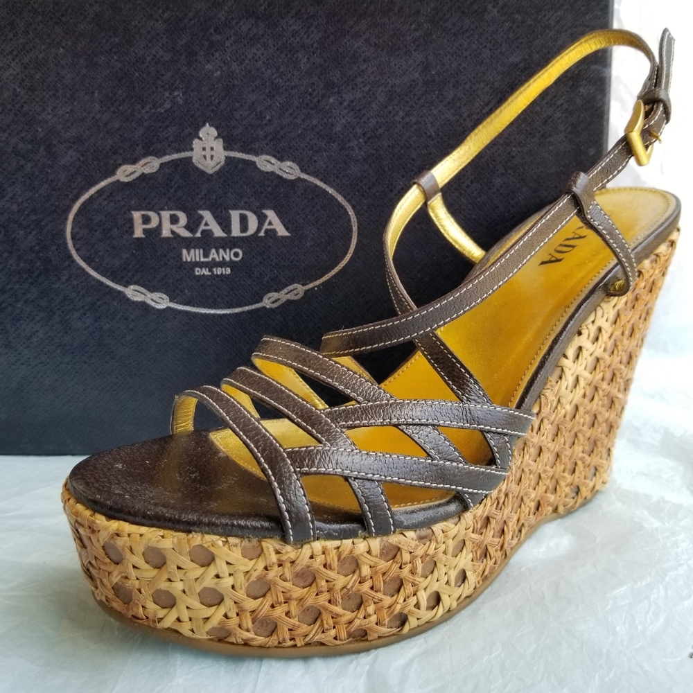 Host Pick! Prada Straw Wedges